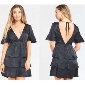 NWT Show Me Your Mumu Dulce Mini Dress in Black Sheen Size XS